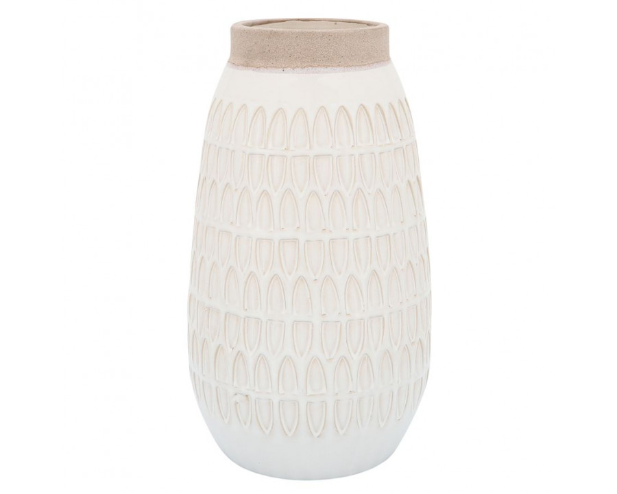 Sagebrook 12" Ceramic Carved Vase - Beige