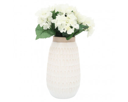 Sagebrook 12" Ceramic Carved Vase - Beige