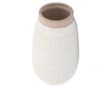 Sagebrook 12" Ceramic Carved Vase - Beige