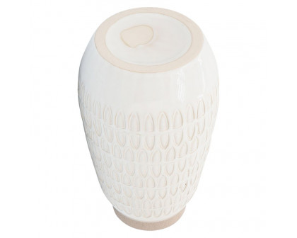 Sagebrook 12" Ceramic Carved Vase - Beige