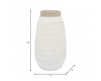 Sagebrook 12" Ceramic Carved Vase - Beige