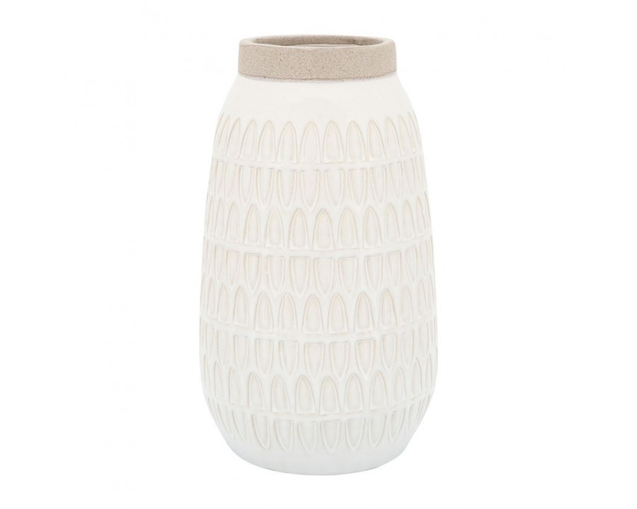 Sagebrook 10" Ceramic Carved Vase - Beige