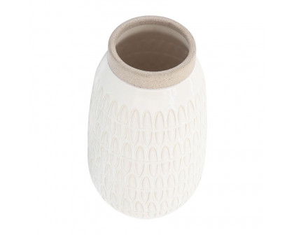 Sagebrook 10" Ceramic Carved Vase - Beige