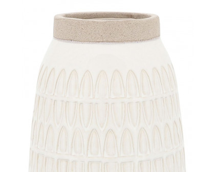 Sagebrook 10" Ceramic Carved Vase - Beige