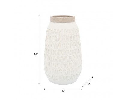 Sagebrook 10" Ceramic Carved Vase - Beige