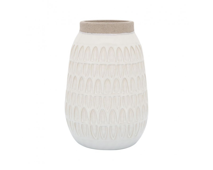 Sagebrook 8" Ceramic Carved Vase - Beige