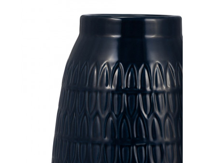 Sagebrook 12" Ceramic Carved Vase - Navy Blue