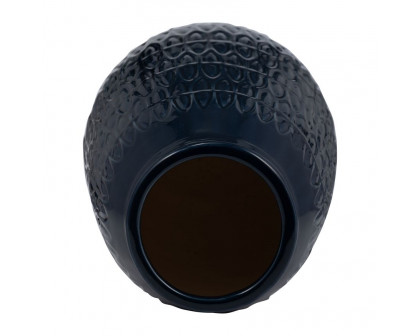 Sagebrook 12" Ceramic Carved Vase - Navy Blue