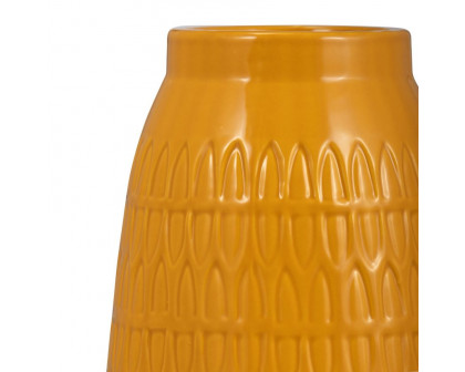 Sagebrook™ 12" Ceramic Carved Vase - Mustard Gold