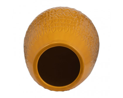 Sagebrook™ 12" Ceramic Carved Vase - Mustard Gold