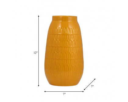 Sagebrook™ 12" Ceramic Carved Vase - Mustard Gold