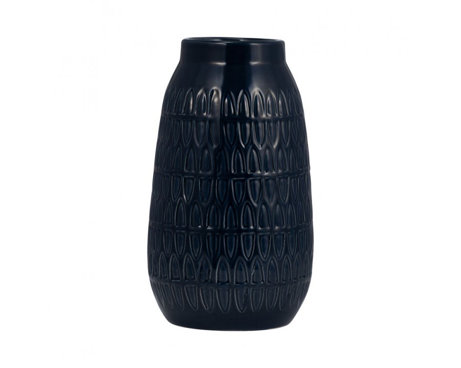 Sagebrook 10" Ceramic Carved Vase - Navy Blue