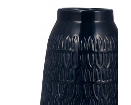 Sagebrook 10" Ceramic Carved Vase - Navy Blue