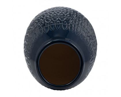 Sagebrook™ 10" Ceramic Carved Vase - Navy Blue