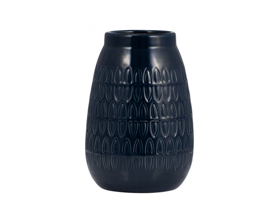 Sagebrook 8" Ceramic Carved Vase - Navy Blue