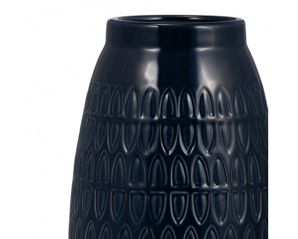 Sagebrook 8" Ceramic Carved Vase - Navy Blue