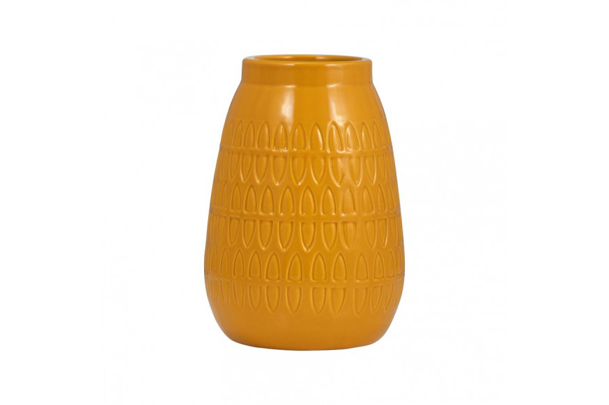 Sagebrook™ 8" Ceramic Carved Vase - Mustard Gold