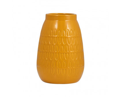 Sagebrook™ 8" Ceramic Carved Vase - Mustard Gold