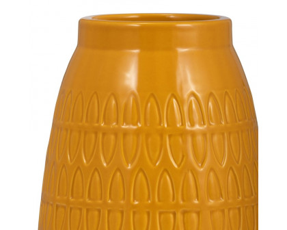 Sagebrook™ 8" Ceramic Carved Vase - Mustard Gold