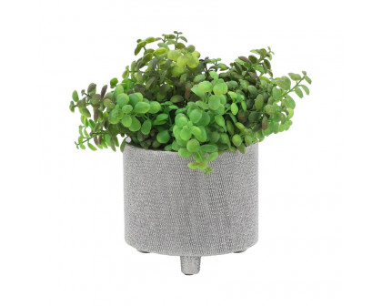 Sagebrook 6"/8" Footed Scratched Ceramic Planters (Set Of 2) - Silver