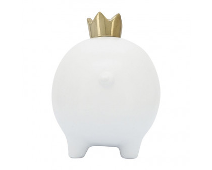 Sagebrook 8" Ceramic Pig With Crown - White