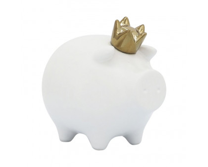 Sagebrook 8" Ceramic Pig With Crown