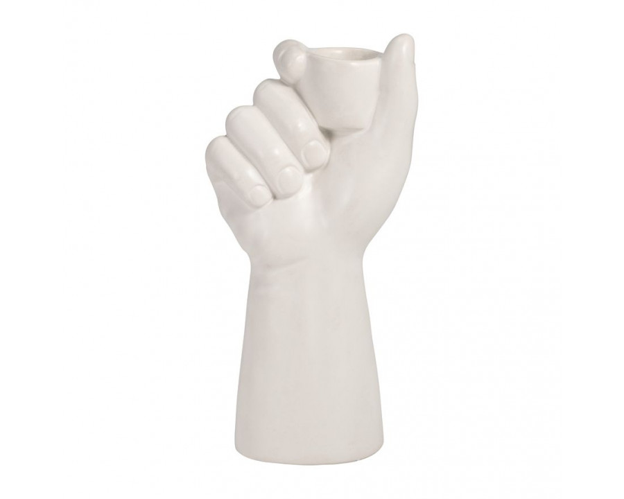 Sagebrook - 8" Ceramic Hand Candle Holder in White