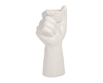 Sagebrook - 8" Ceramic Hand Candle Holder in White