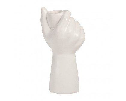 Sagebrook - 8" Ceramic Hand Candle Holder in White