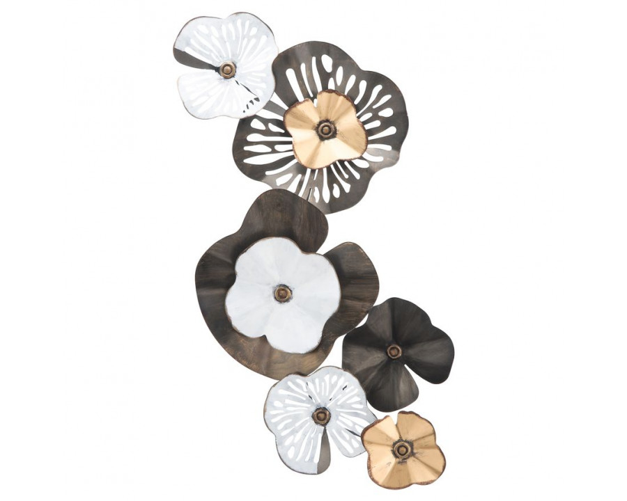 Sagebrook - Metal Flowers Wall Decor in Black/Gold