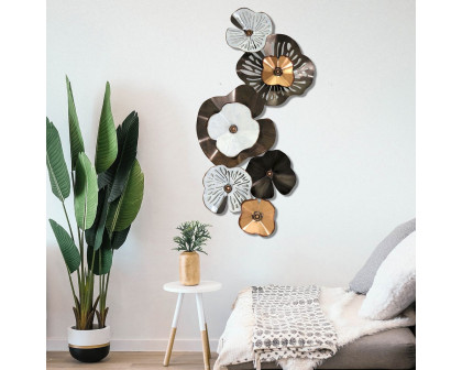 Sagebrook - Metal Flowers Wall Decor in Black/Gold