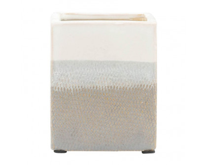 Sagebrook 4" Ceramic Pen Holder - White/Gray