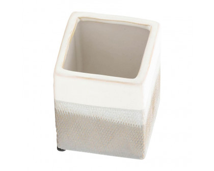 Sagebrook 4" Ceramic Pen Holder - White/Gray