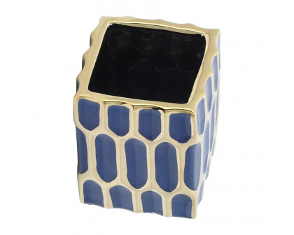 Sagebrook 4" Ceramic Pen Holder - Blue/Gold