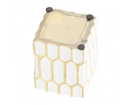 Sagebrook 4" Ceramic Pen Holder - White/Gold