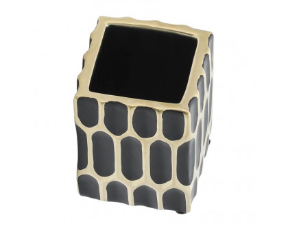 Sagebrook 4" Ceramic Pen Holder - Black/Gold