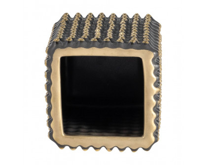 Sagebrook - 4" Ceramic Spikey Pen Holder in Black/Gold