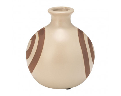 Sagebrook 7" Ceramic Abstract Vase - Irish Cream