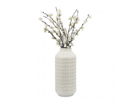 Sagebrook 16" Ceramic Aztec Vase - Ivory