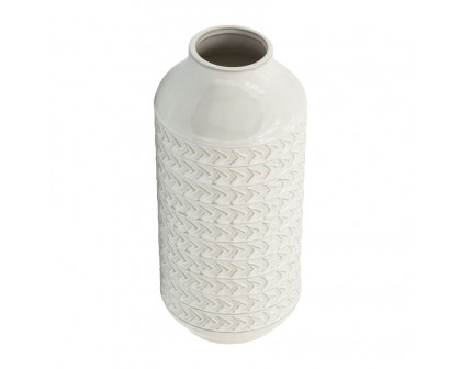 Sagebrook 16" Ceramic Aztec Vase - Ivory