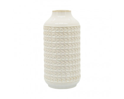 Sagebrook 13" Ceramic Aztec Vase - Ivory