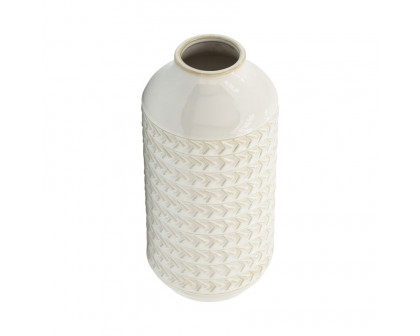 Sagebrook 13" Ceramic Aztec Vase - Ivory