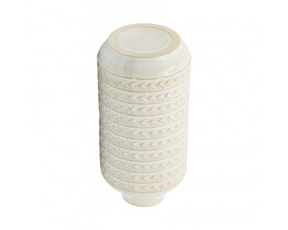 Sagebrook 13" Ceramic Aztec Vase - Ivory