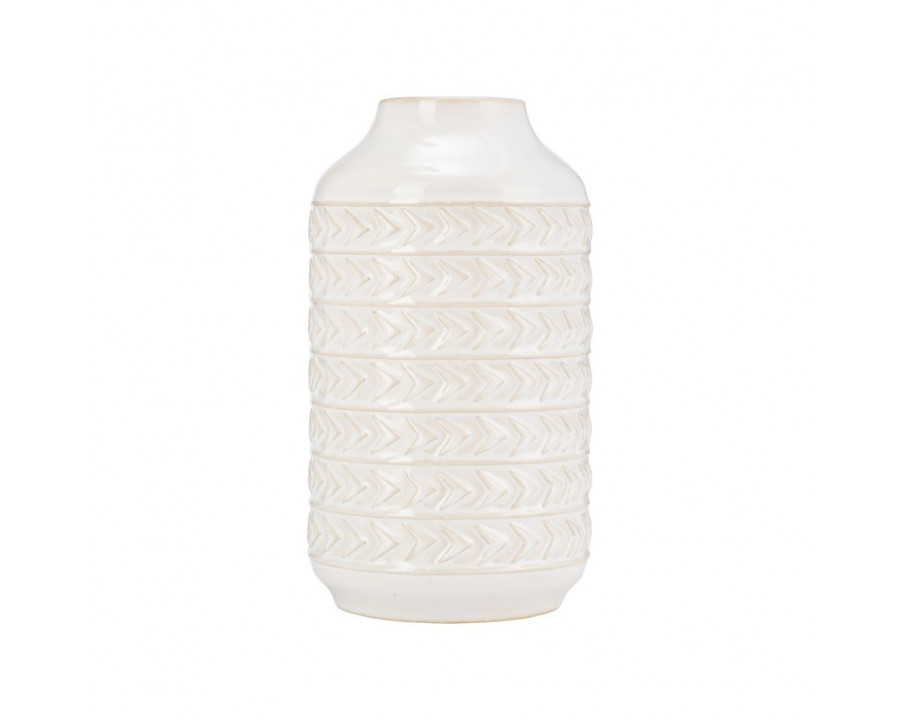 Sagebrook 10" Ceramic Aztec Vase - Ivory