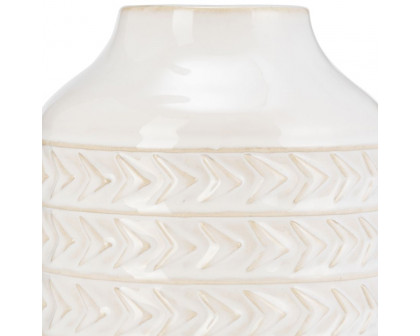 Sagebrook 10" Ceramic Aztec Vase - Ivory