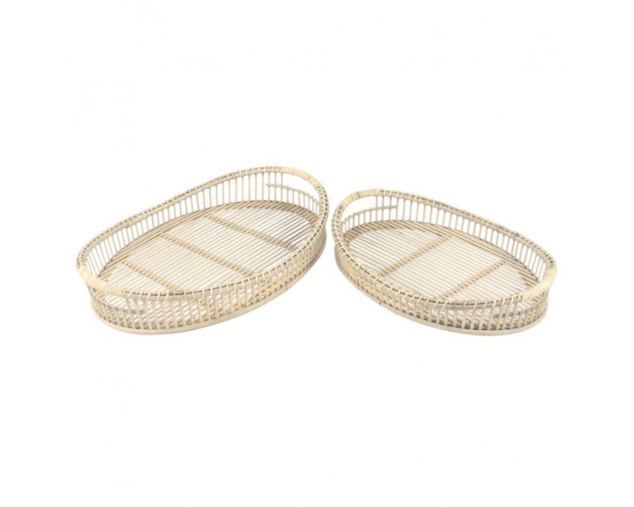 Sagebrook 19"/22" Bamboo Oval Tray (Set Of 2) - Brown