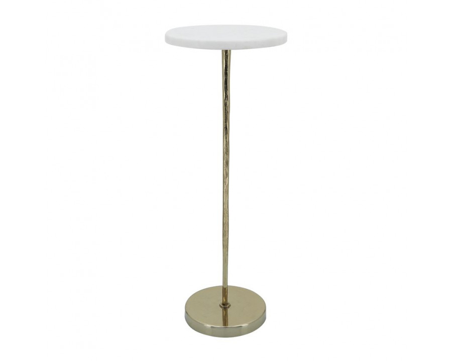 Sagebrook 22" Drink Table Marble Top - White/Gold