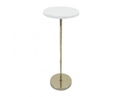 Sagebrook 22" Drink Table Marble Top - White/Gold