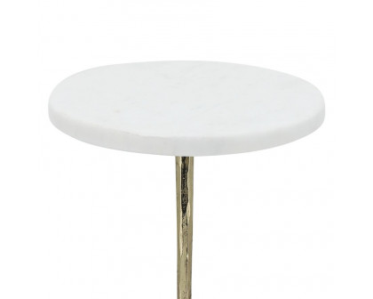 Sagebrook 22" Drink Table Marble Top - White/Gold