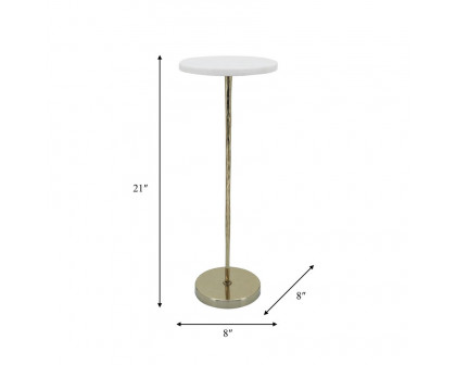 Sagebrook 22" Drink Table Marble Top - White/Gold